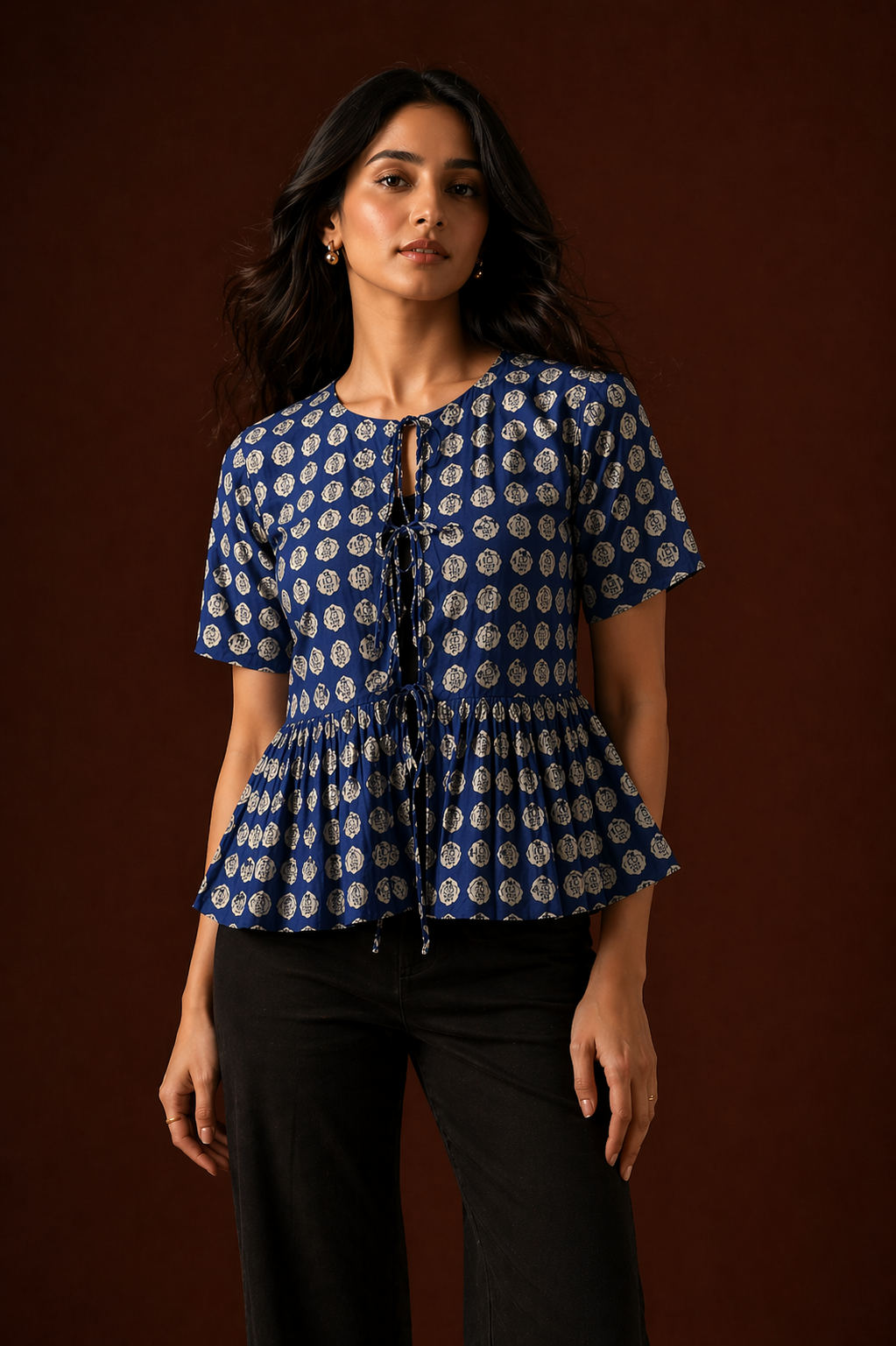 Peplum Front Tie-Up Top