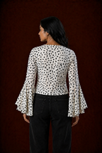 Flared Bell Sleeve V-Neck Top
