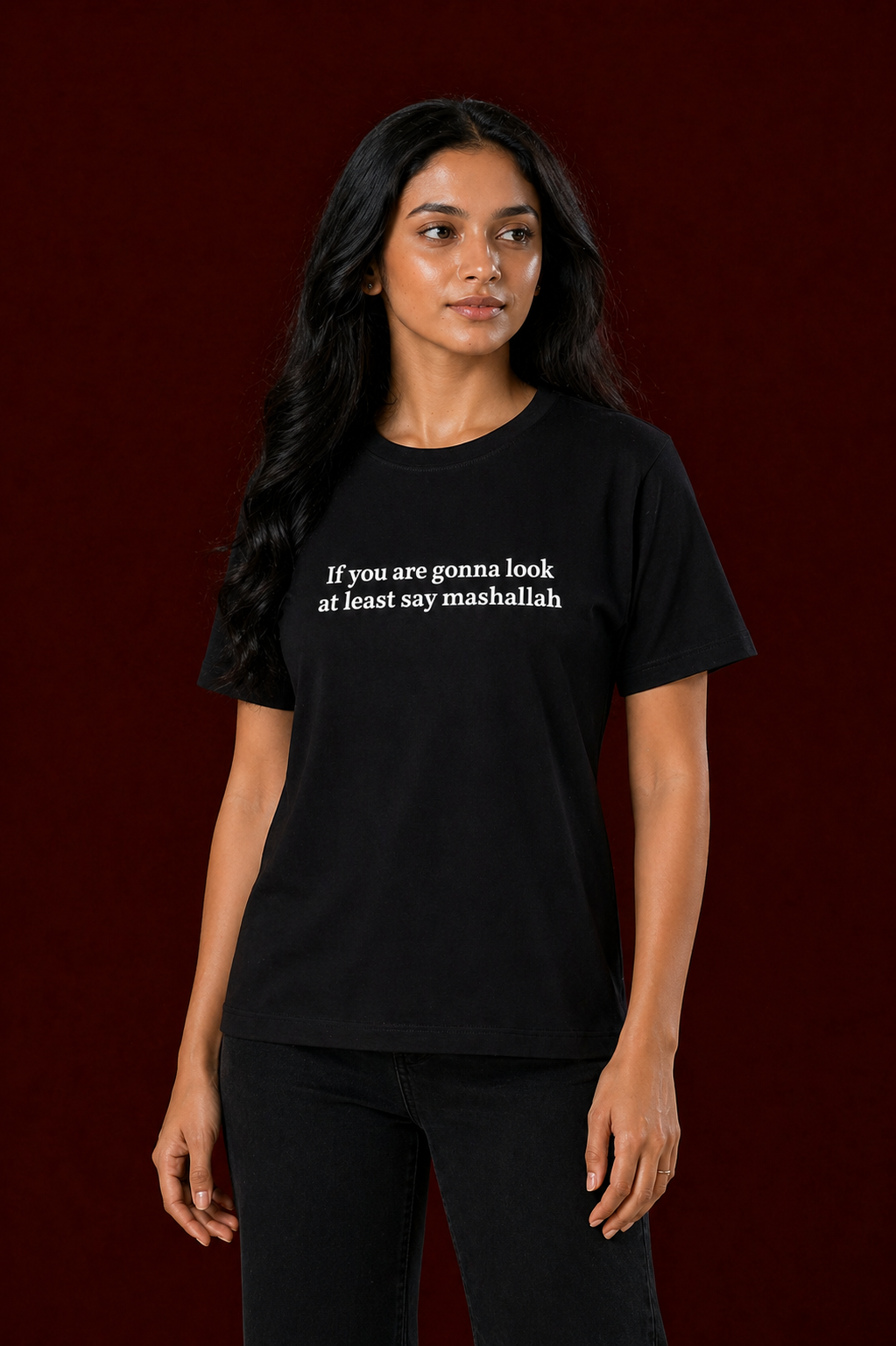 Black Cotton Graphic T-shirt