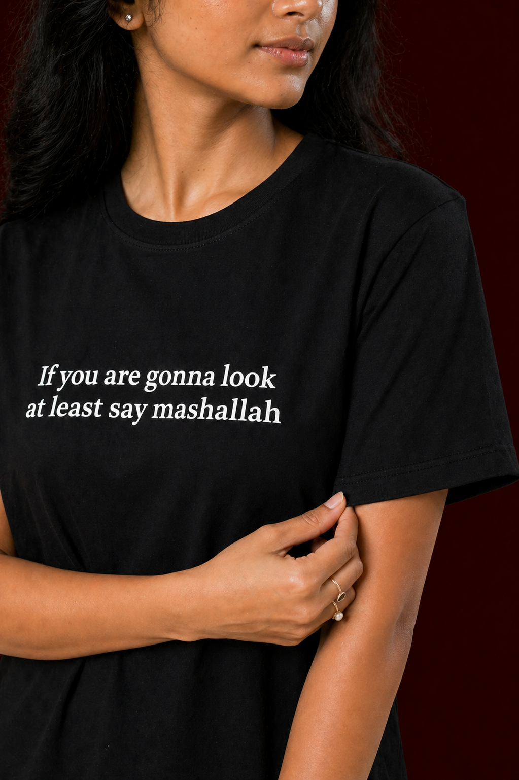 Black Cotton Graphic T-shirt