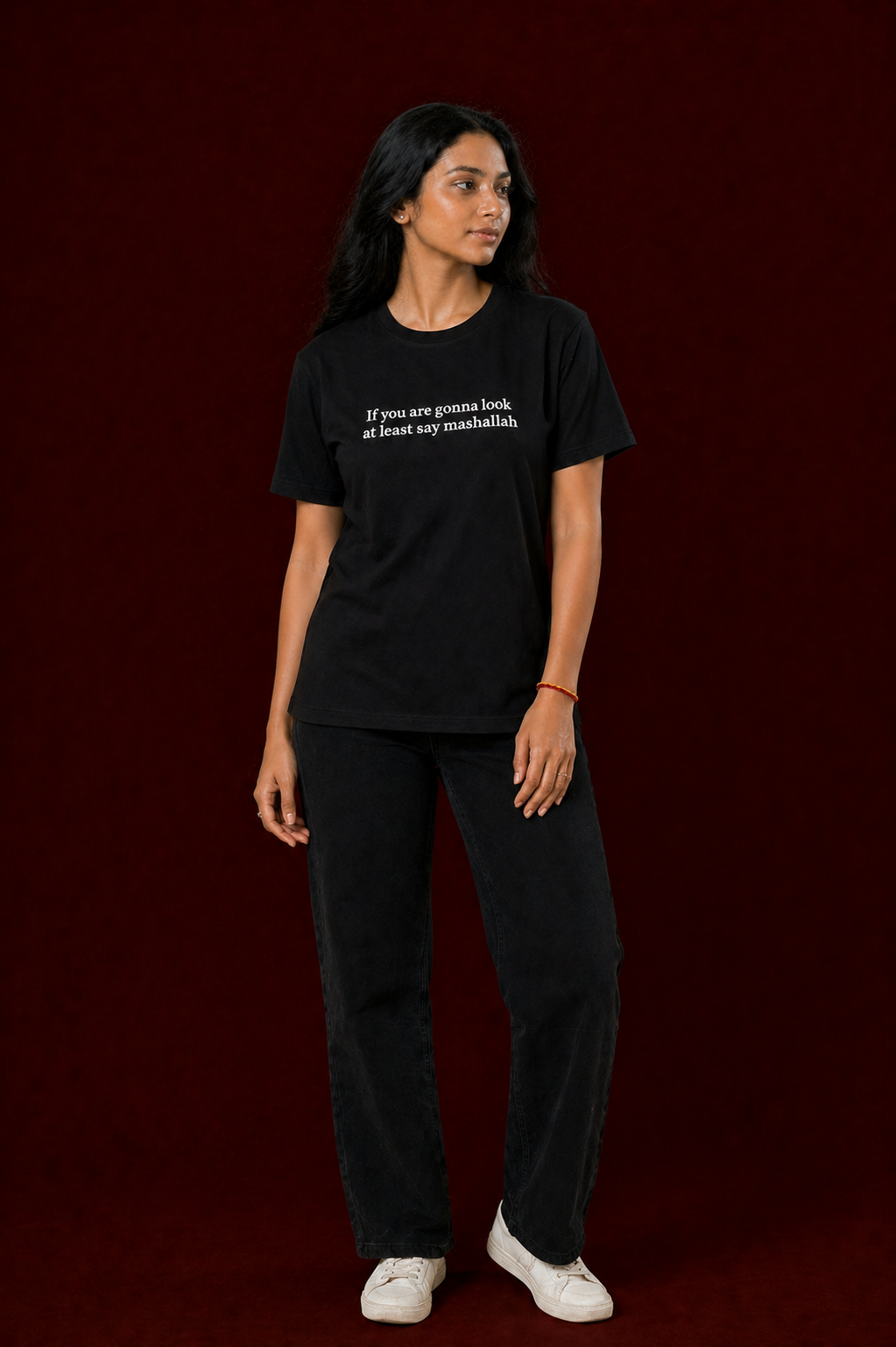 Black Cotton Graphic T-shirt