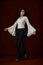 Flared Bell Sleeve V-Neck Top